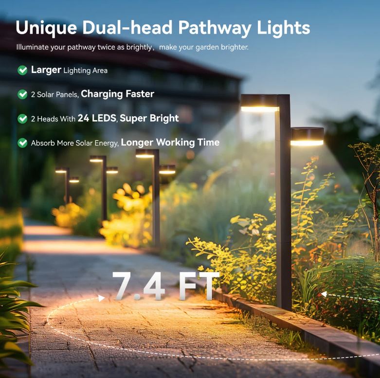 5W SOLAR TWIN HEAD BOLLARD LIGHT FL-SRH-466