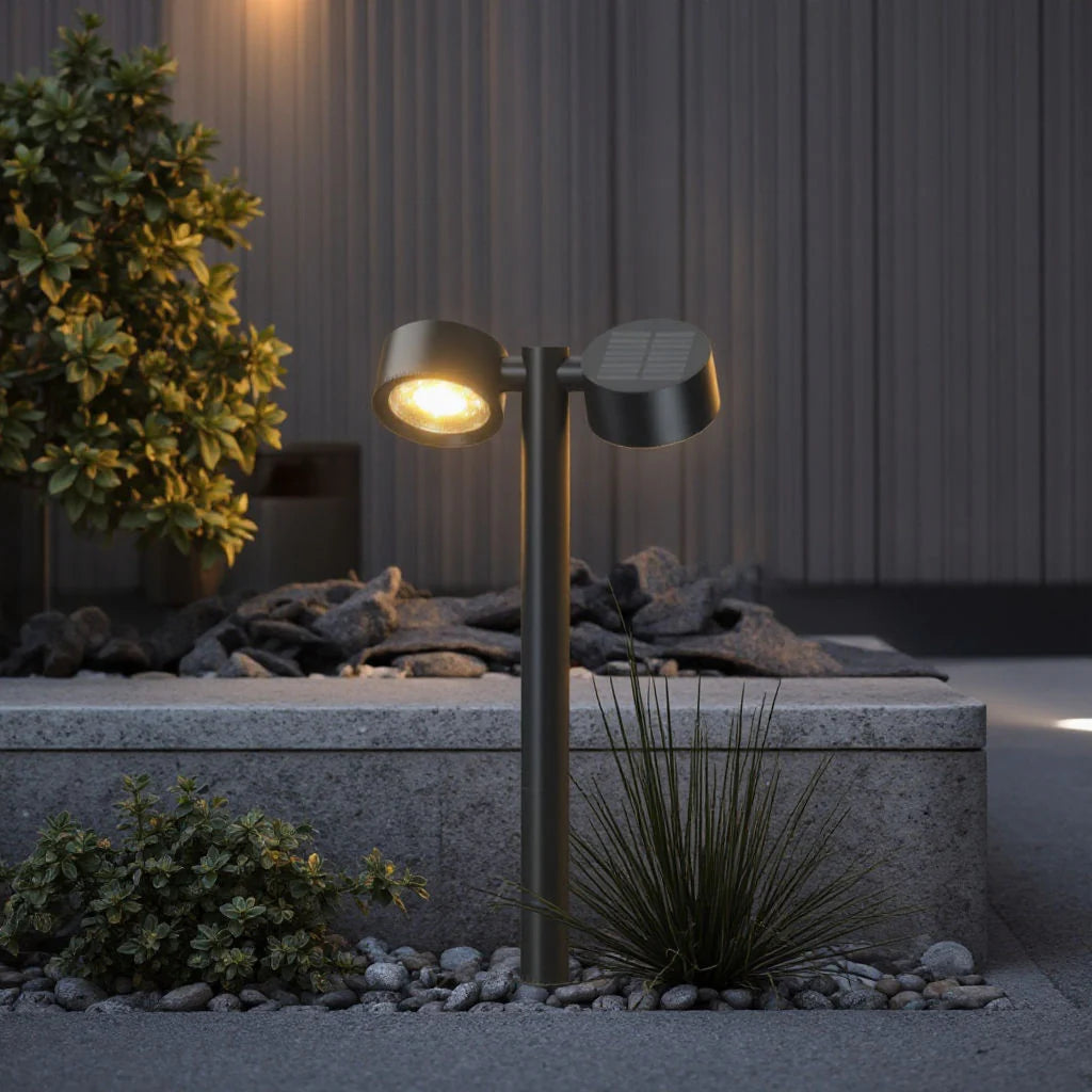 5W SOLAR TWIN HEAD ADJUSTABLE BOLLARD LIGHT FL-THA-468